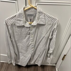 Concepts by Claiborne Men's White and Black Shiny Striped Dress Shirt